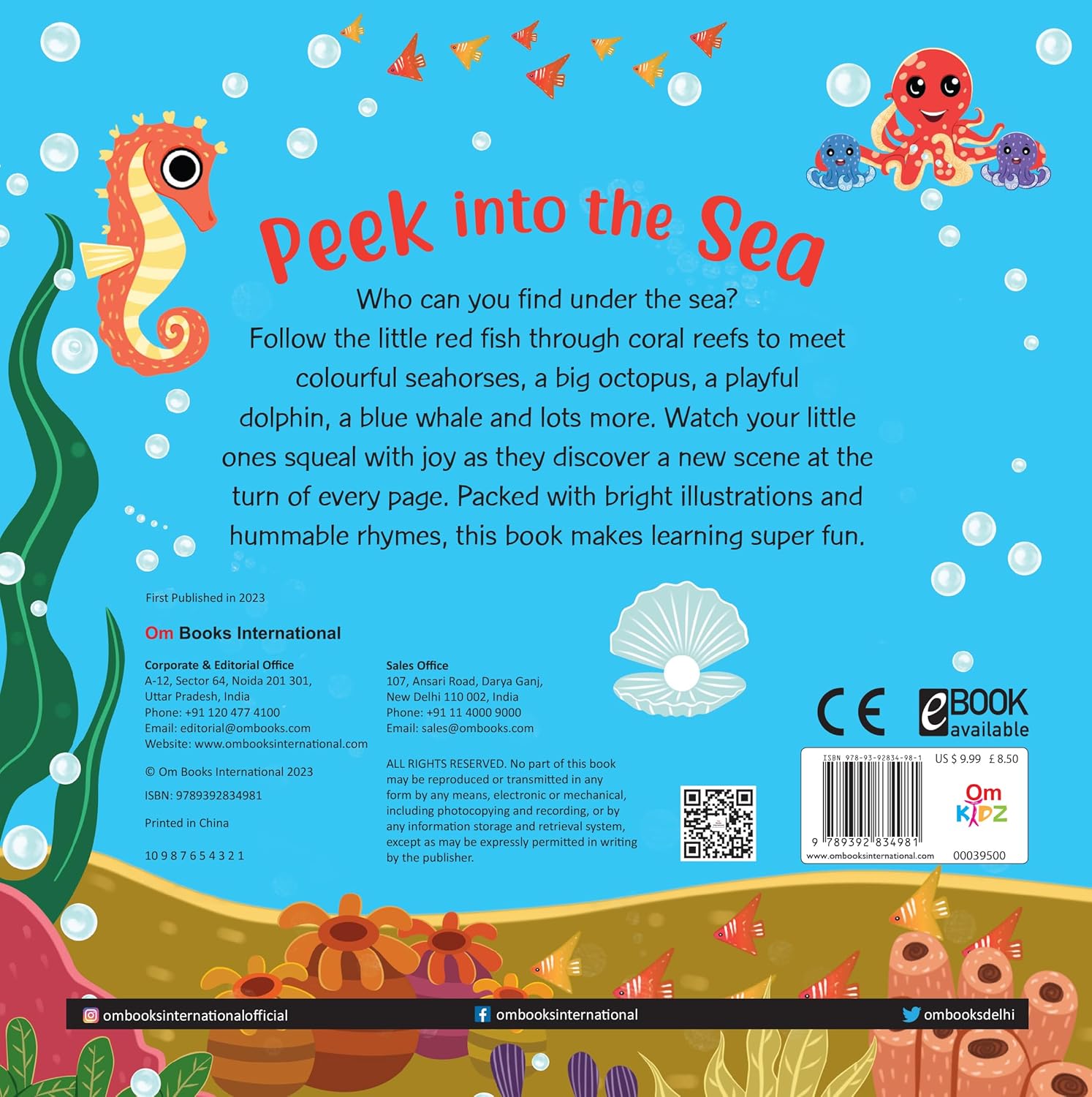 Board Book: Peek Into The Sea - Illustrated Rhymes For Kids - Board Book For Children Age 1-3 Years
