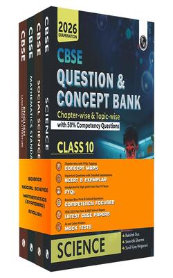 PW CBSE Question & Concept Bank (QCB) Class 10 Mathematics (Standard), Science, Social Science, English Combo Set of 4 Books Chapterwise & Topicwise Solved Questions For 2026 Exams (Paperback, PW)