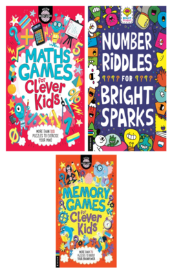 Maths Games For Clever Kids, NUMBER RIDDLES FOR BRIGHT SPARKS: Volume 8 (Buster Bright Sparks), Memory Games For Clever Kids: More Than 70 Puzzles To Boost Your Brain Power (Buster Brain Games)