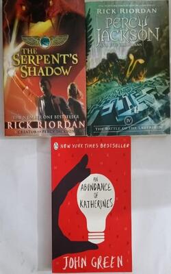 Abundance Of Katherines, The Kane Chronicles: The Serpents Shadow, The Percy Jackson And The Olympians, Book Four: Battle Of The Labyrinth :- Pack Of 3 Books