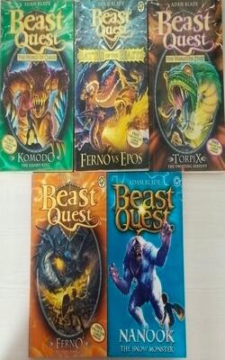 Ferno The Fire Dragon Beast Quest, Nanook The Snow Monster, Komodo The Lizard King , The Warlocks Staff Series 9: Torpix The Twisting Serpent, The Battle Of The Beasts: Ferno Vs Epos:- Pack Of 5 Books
