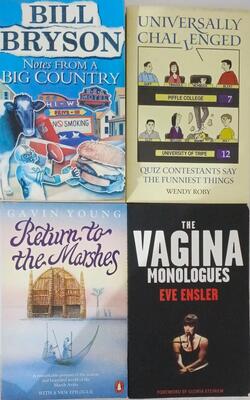 Return To The Marshes, Notes From A Big Country, Vagina Monologues, Universally Challenged: Quiz Contestants Say The Funniest Things :- Pack Of 4 Books