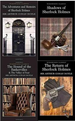 Return Of Sherlock Holmes, The Shadows Of Sherlock Holmes , The Hound Of The Baskervilles And The Valley Of Fear, The Adventures & Memoirs Of Sherlock Holmes :- Pack Of 4 Books