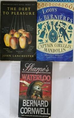 Sharpe's Waterloo, Debt To Pleasure, Captain Corellis Mandolin :- Pack Of 3 Books