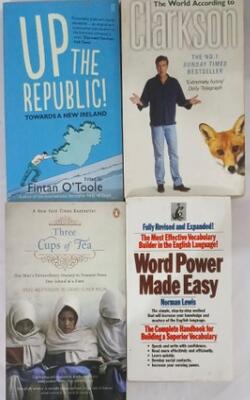 Word Power Made Easy, Three Cups Of Tea, Up The Republic!: Towards A New Ireland, The World According To Clarkson :- Pack Of 4 Books