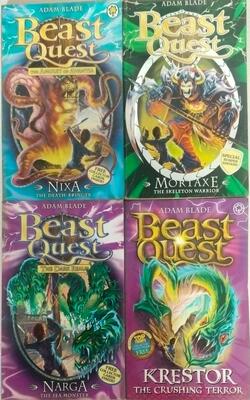 Mortaxe The Skeleton Warrior, Narga The Sea Monster, Beast Quest: 39: Krestor The Crushing Terror, Nixa The Death Bringer:- Pack Of 4 Books