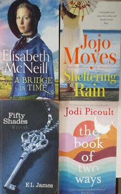 Sheltering Rain, Fifty Shades Freed, The Book Of Two Ways, A Bridge In Time :- Pack Of 4 Books