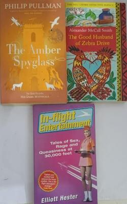 Good Husband Of Zebra Drive, In Flight Entertainment ,  Rage And Queasiness At 30,000 Feet, The Amber Spyglass Pack Of 3 Books