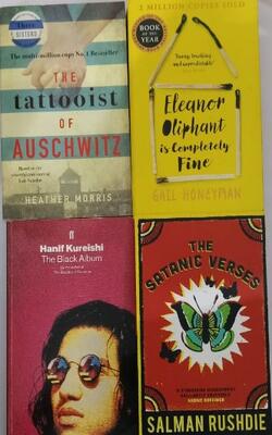 Eleanor Oliphant Is Completely Fine, Black Album , The Satanic Verses, The Tattooist Of Auschwitz :- Pack Of 4 Books