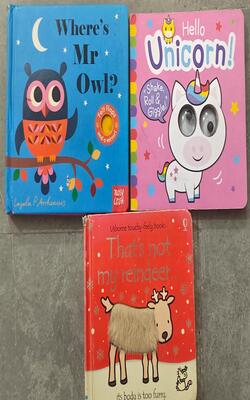 That\'s Not My Reindeer BOARD BOOK, Where;s Mr Owl? , Hello Unicorn Pack Of 3 Books