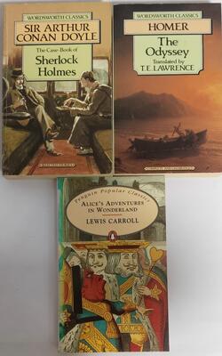Alices Adventures In Wonderland, Odyssey, The Casebook Of Sherlock Holmes & His Last Bow - Classic Pack Of 3 Books