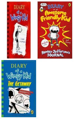 Diary Of A Wimpy Kid 1, Diary Of An Awesome Friendly Kid : Rowley Jefferson's Journal, Diary Of A Wimpy Kid: The Getaway :- Pack Of 3 Books