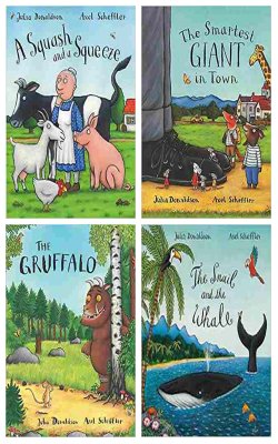 A Squash And A Squeeze, The Smartest Giant In Town Paperback, Gruffalo, Snail And The Whale-Story Book :- Pack Of 4 Books
