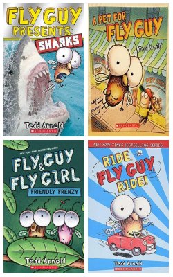 Fly Guy Presents: Sharks , A Pet For Fly Guy, Fly Guy & Fly Girl , Ride, Fly Guy, Ride! :- Pack Of 4 Books