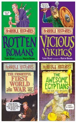 Rotten Romans, Vicious Vikings, The Frightful First World War, Awesome Egyptians :- Pack Of 4 Books