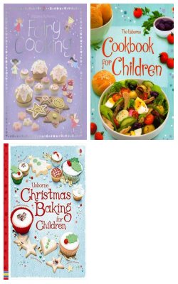 Fairy Cooking , The Usborne Cookbook For Children, Usborne Christmas Baking For Children :- Pack Of 3 Books