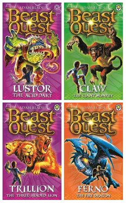 Lustor The Acid Dart, Claw The Giant Monkey, Trillion The Three Headed Lion, Ferno The Fire Dragon Beast Quest  :- Pack Of 4 Books