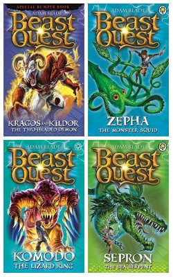 Kragos & Kildor The Two-headed Demon, Zepha The Monster Squid, Komodo The Lizard King , Sepron The Sea Serpent :- Pack Of 4 Books