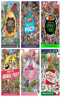 WHERE'S THE DINOSAUR POO , Where's The Poo?, Where's The Spooky Poo, Where's The Animal Poo? , Where's The Unicorn Poo? , Where's The Reindeer Poo? :- Pack Of 6 Books